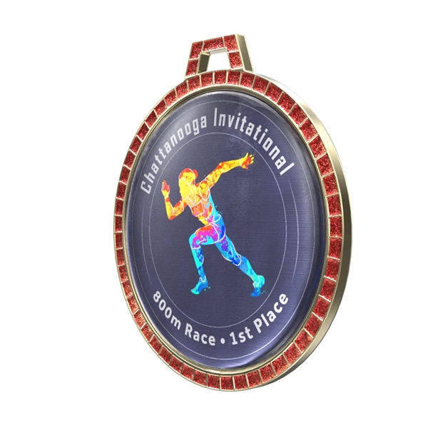 2 1/4" Express Vibraprint® Red Glitter Insert Medal - 2 1/4" Express Vibraprint® Red Glitter Insert Medal - Image 1 of 10