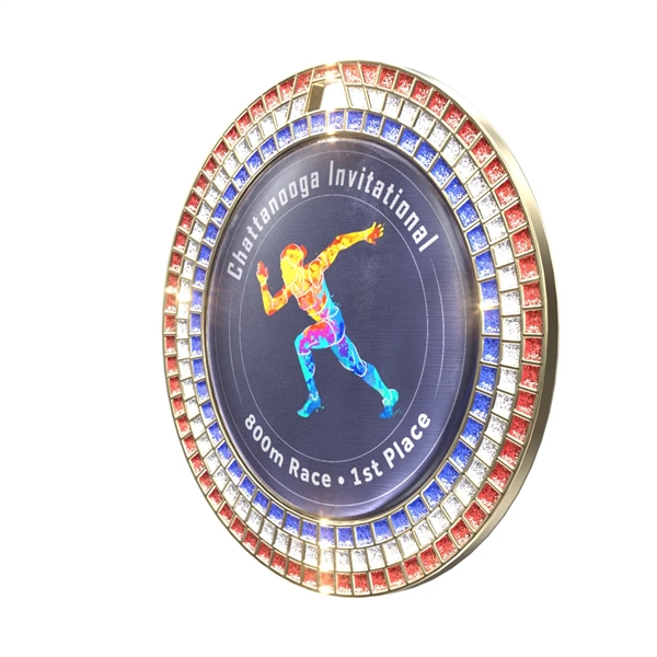 2 3/4" Vibraprint® Red, White & Blue Glitter Insert Medal - 2 3/4" Vibraprint® Red, White & Blue Glitter Insert Medal - Image 1 of 10