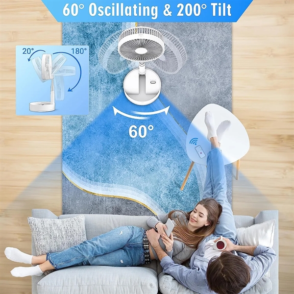 Foldable Oscillating Standing Fan with Remote Control - Foldable Oscillating Standing Fan with Remote Control - Image 2 of 6