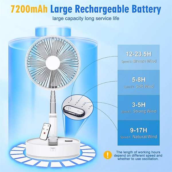Foldable Oscillating Standing Fan with Remote Control - Foldable Oscillating Standing Fan with Remote Control - Image 4 of 6