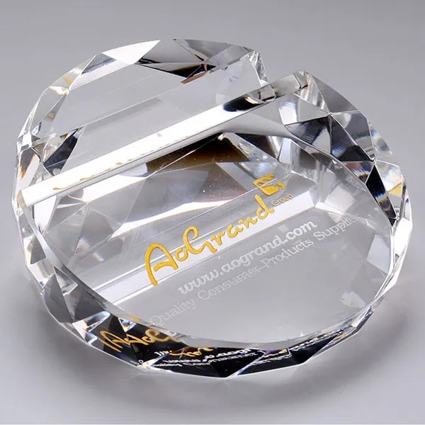 Round Crystal Business Card Holder Paperweight - Round Crystal Business Card Holder Paperweight - Image 0 of 6