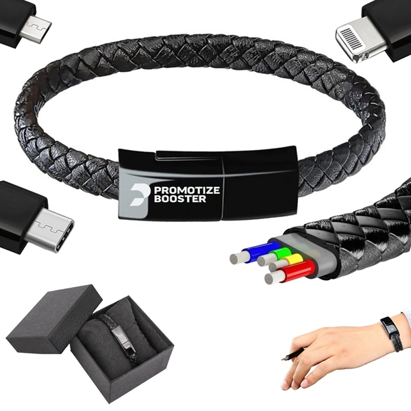 Leather Braided Cords Bracelet Charger - Leather Braided Cords Bracelet Charger - Image 0 of 2