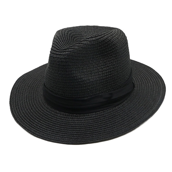 Wide Brim Straw Panama Roll up Fedora Beach Sun Hat - Wide Brim Straw Panama Roll up Fedora Beach Sun Hat - Image 1 of 5