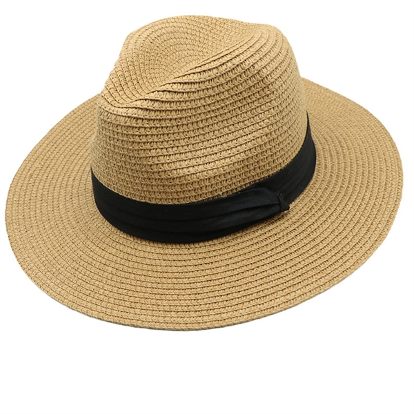 Wide Brim Straw Panama Roll up Fedora Beach Sun Hat - Wide Brim Straw Panama Roll up Fedora Beach Sun Hat - Image 3 of 5
