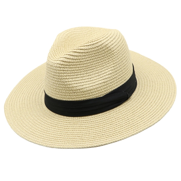 Wide Brim Straw Panama Roll up Fedora Beach Sun Hat - Wide Brim Straw Panama Roll up Fedora Beach Sun Hat - Image 4 of 5