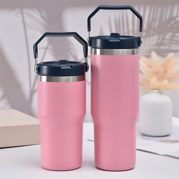 30 Oz Flip Straw Vacuum Travel Tumbler w/ Handle - 30 Oz Flip Straw Vacuum Travel Tumbler w/ Handle - Image 1 of 4