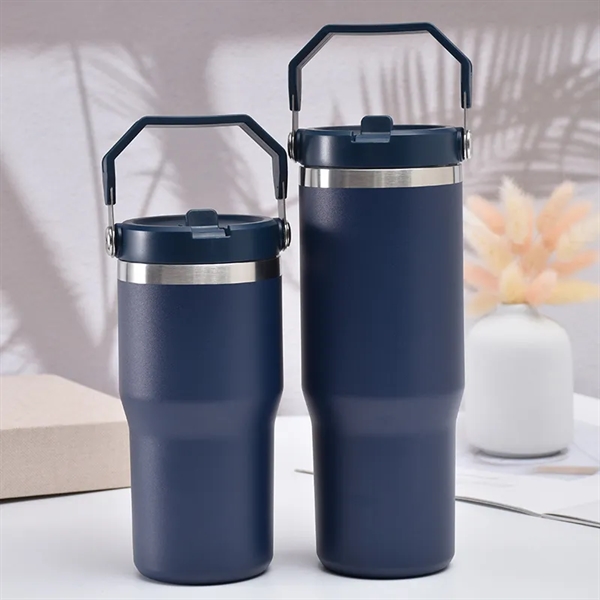 30 Oz Flip Straw Vacuum Travel Tumbler w/ Handle - 30 Oz Flip Straw Vacuum Travel Tumbler w/ Handle - Image 2 of 4