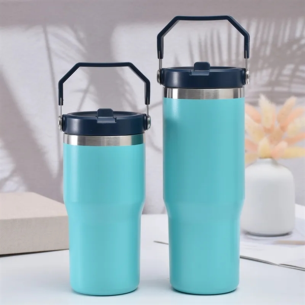 30 Oz Flip Straw Vacuum Travel Tumbler w/ Handle - 30 Oz Flip Straw Vacuum Travel Tumbler w/ Handle - Image 4 of 4