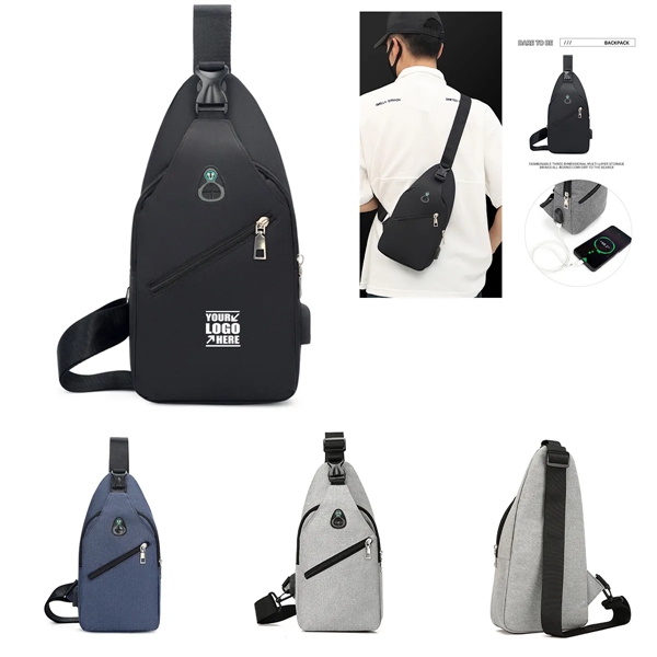 Crossbody Shoulder Sling Backpack with USB Charging - Crossbody Shoulder Sling Backpack with USB Charging - Image 0 of 2