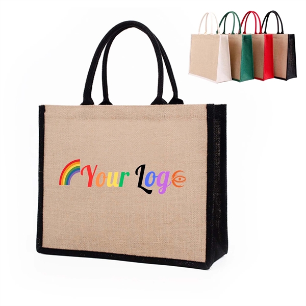 Jute Hand Bag Shopping Grocery Tote - Jute Hand Bag Shopping Grocery Tote - Image 0 of 4