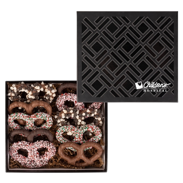 Custom Holiday Premier Chocolate Pretzel Deluxe Gift Box