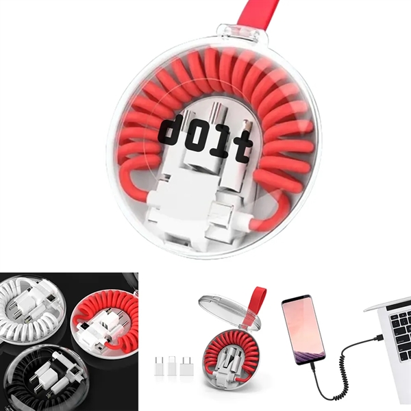 Flexcharge All-in-1 Spring Coil Charging Cable - Flexcharge All-in-1 Spring Coil Charging Cable - Image 0 of 7