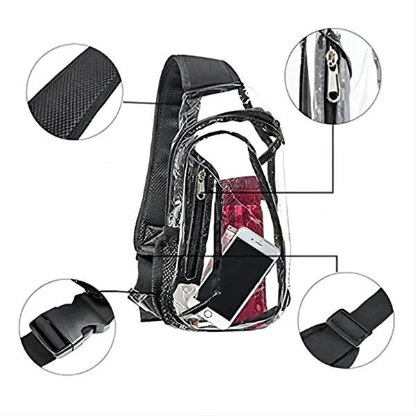 Sling Travel Clear Bag PVC Crossbody Backpack - Sling Travel Clear Bag PVC Crossbody Backpack - Image 1 of 1