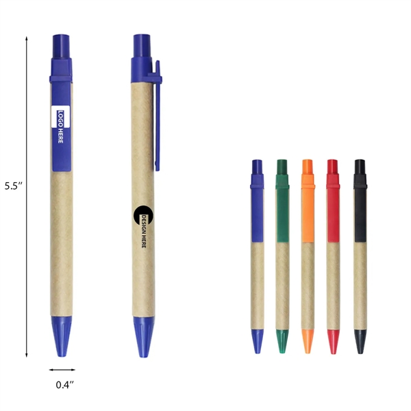 Eco-friendly Recycled Kraft Ballpoint pen w/ Plastic Clip - Eco-friendly Recycled Kraft Ballpoint pen w/ Plastic Clip - Image 0 of 1