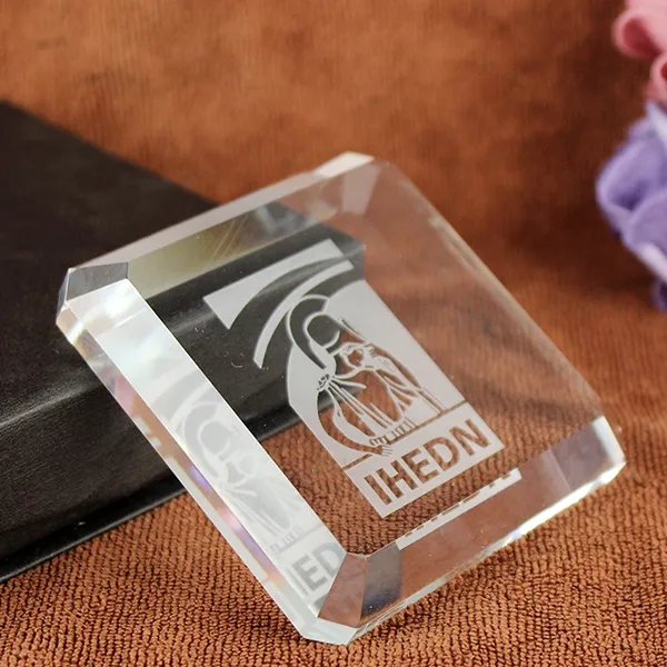 Crystal Beveled Square paperweight - Crystal Beveled Square paperweight - Image 1 of 1
