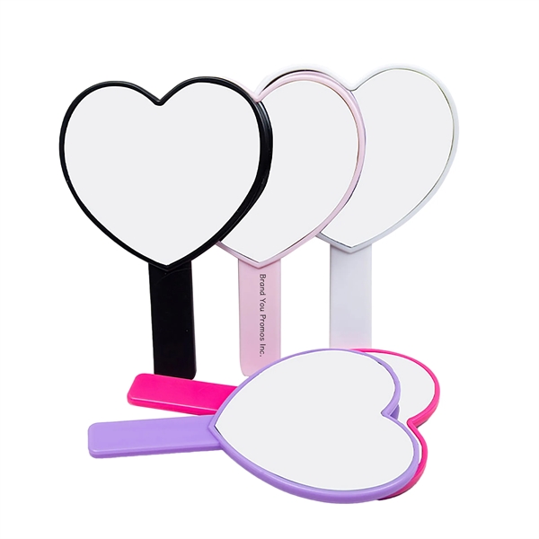 Heart-Shaped Handheld Makeup Mirror for Girls - Heart-Shaped Handheld Makeup Mirror for Girls - Image 0 of 0