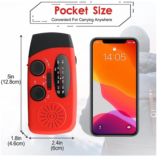 Emergency Hand Crank Radio with Flashlight and Power Bank - Emergency Hand Crank Radio with Flashlight and Power Bank - Image 1 of 7