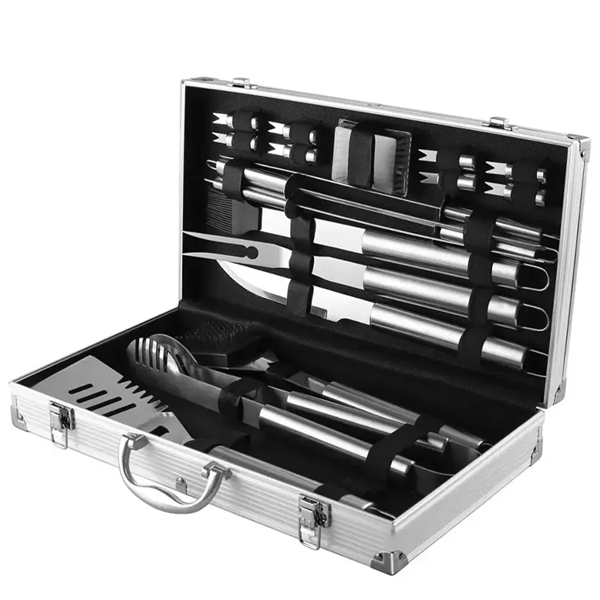19 PCS Stainless Steel BBQ Grill Tools Set - 19 PCS Stainless Steel BBQ Grill Tools Set - Image 0 of 5