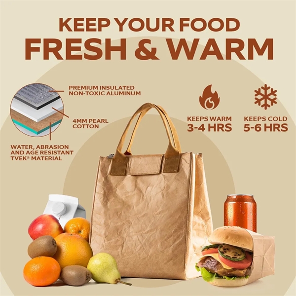 Kraft Paper Portable Reusable Lunch Bag - Kraft Paper Portable Reusable Lunch Bag - Image 2 of 4