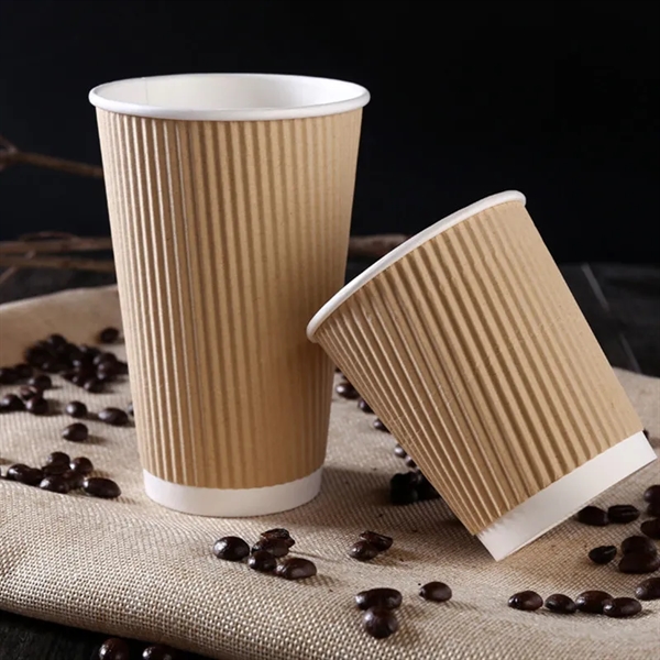 12oz Insulated Kraft Ripple Wall Paper Hot Coffee Cups - 12oz Insulated Kraft Ripple Wall Paper Hot Coffee Cups - Image 1 of 4