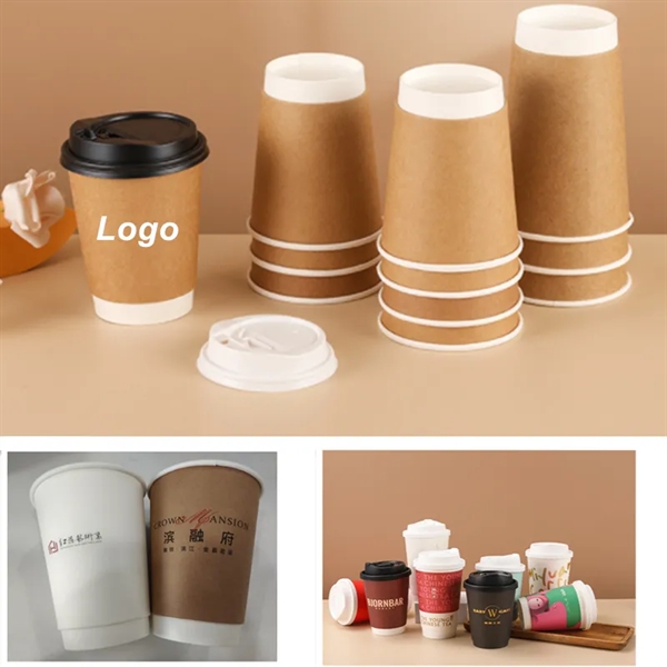 12 oz Disposable Kraft Paper Hot Coffee Cups - 12 oz Disposable Kraft Paper Hot Coffee Cups - Image 0 of 3