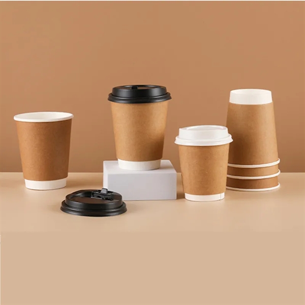 12 oz Disposable Kraft Paper Hot Coffee Cups - 12 oz Disposable Kraft Paper Hot Coffee Cups - Image 1 of 3