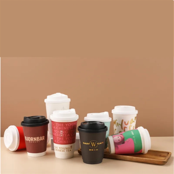 12 oz Disposable Kraft Paper Hot Coffee Cups - 12 oz Disposable Kraft Paper Hot Coffee Cups - Image 3 of 3