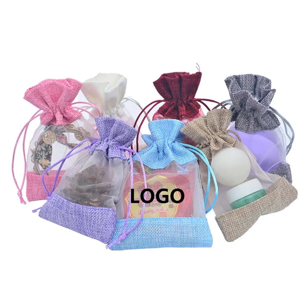 Burlap Organza Bag with Drawstring - Burlap Organza Bag with Drawstring - Image 0 of 2