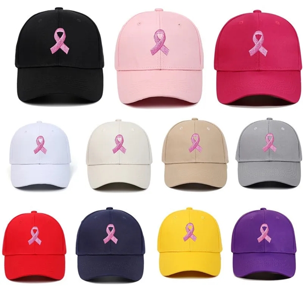 Breast Cancer Awareness Pink Ribbon Baseball Cap - Breast Cancer Awareness Pink Ribbon Baseball Cap - Image 0 of 5