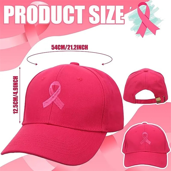 Breast Cancer Awareness Pink Ribbon Baseball Cap - Breast Cancer Awareness Pink Ribbon Baseball Cap - Image 1 of 5
