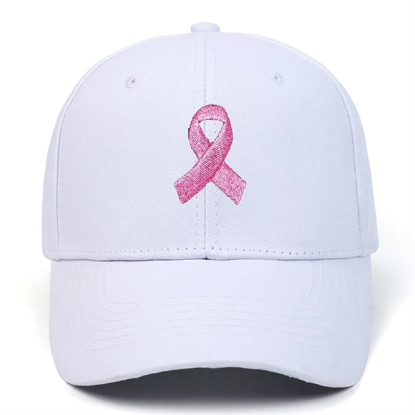 Breast Cancer Awareness Pink Ribbon Baseball Cap - Breast Cancer Awareness Pink Ribbon Baseball Cap - Image 3 of 5