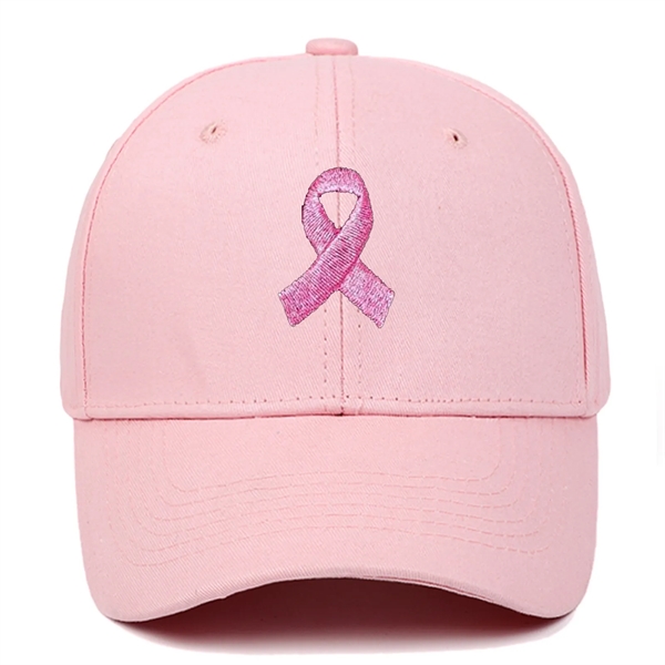 Breast Cancer Awareness Pink Ribbon Baseball Cap - Breast Cancer Awareness Pink Ribbon Baseball Cap - Image 4 of 5