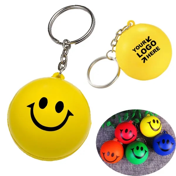 Smiley Face Stress Ball Keychain - Smiley Face Stress Ball Keychain - Image 0 of 1