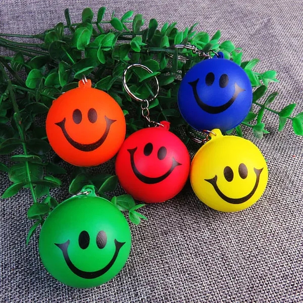 Smiley Face Stress Ball Keychain - Smiley Face Stress Ball Keychain - Image 1 of 1