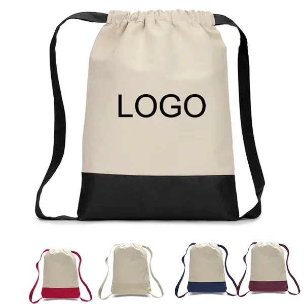 Two-tone Canvas Drawstring Bag - Two-tone Canvas Drawstring Bag - Image 5 of 5