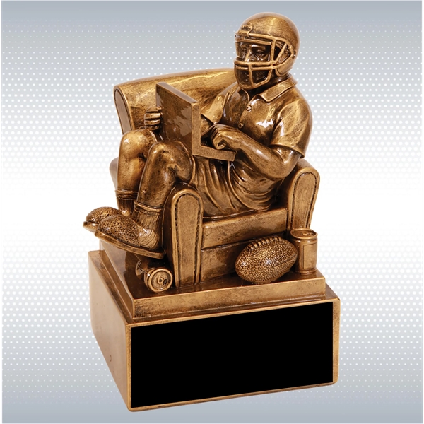 Antique Gold Fantasy Football Man In Chair - Antique Gold Fantasy Football Man In Chair - Image 1 of 5