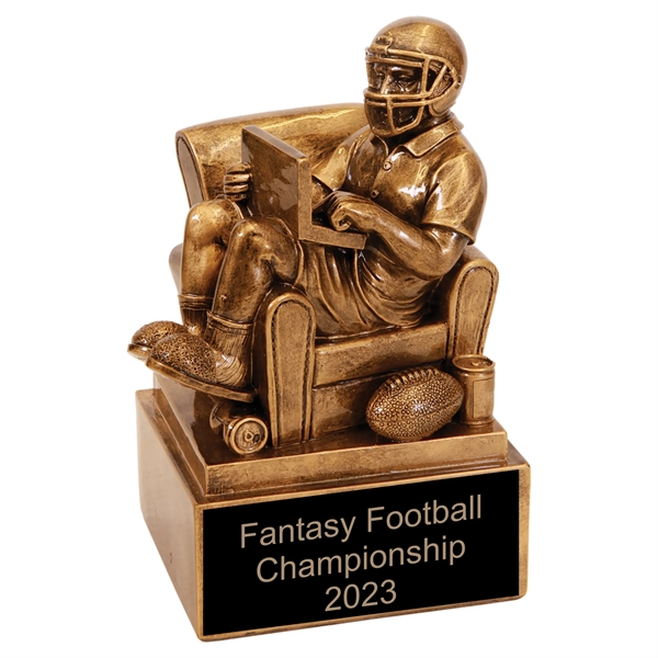 Antique Gold Fantasy Football Man In Chair - Antique Gold Fantasy Football Man In Chair - Image 3 of 5