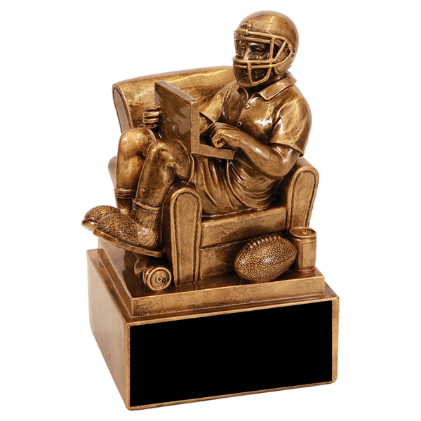Antique Gold Fantasy Football Man In Chair - Antique Gold Fantasy Football Man In Chair - Image 4 of 5