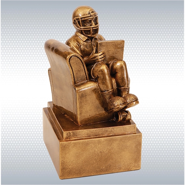 Antique Gold Fantasy Football Man In Chair - Antique Gold Fantasy Football Man In Chair - Image 2 of 5