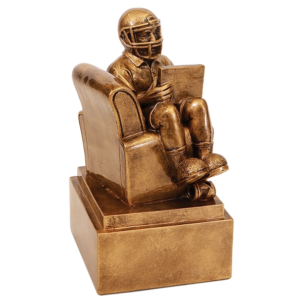 Antique Gold Fantasy Football Man In Chair - Antique Gold Fantasy Football Man In Chair - Image 5 of 5