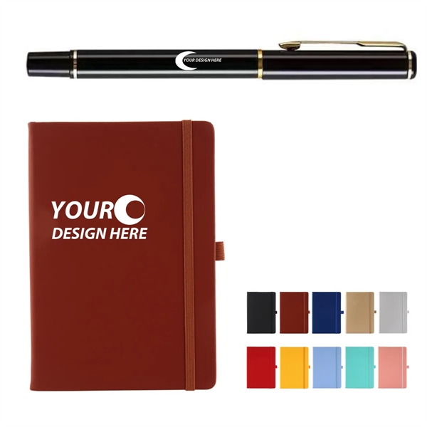 A5 Pu Cover Bussiness Notebook w/ Metal Pen - A5 Pu Cover Bussiness Notebook w/ Metal Pen - Image 0 of 1