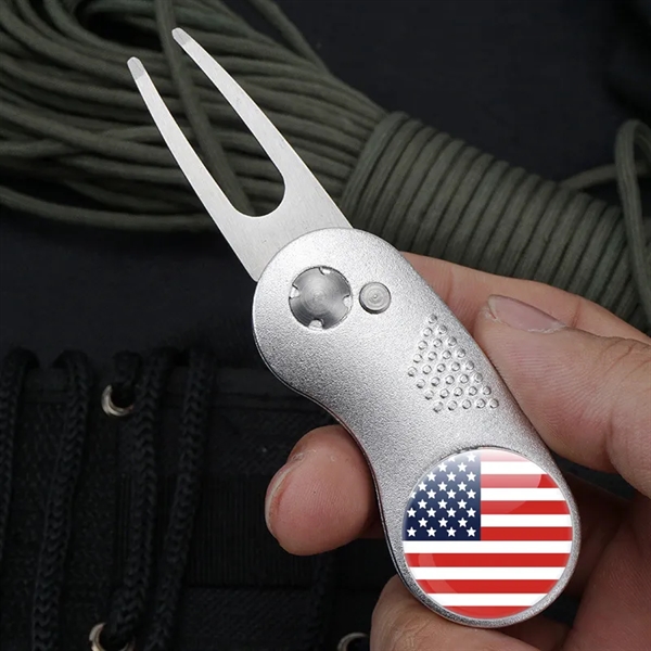 Aluminum Alloy Handle Foldable  Golf Divot Tool - Aluminum Alloy Handle Foldable  Golf Divot Tool - Image 2 of 3