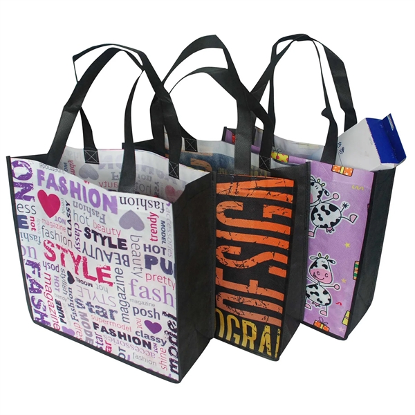 13"x13"x5" 100 GSM PET Tote Bag with Black Gusset & Handles - 13"x13"x5" 100 GSM PET Tote Bag with Black Gusset & Handles - Image 0 of 0