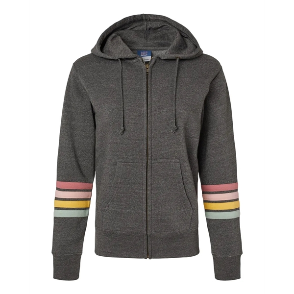 MV Sport Women's Striped Sleeves Full-Zip Hooded Sweatshirt - MV Sport Women's Striped Sleeves Full-Zip Hooded Sweatshirt - Image 3 of 4