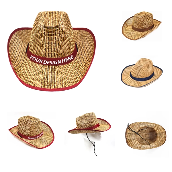 MOQ100 Straw Cowboy Hat w/ Custom Imprint - MOQ100 Straw Cowboy Hat w/ Custom Imprint - Image 0 of 1