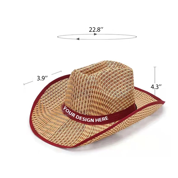 MOQ100 Straw Cowboy Hat w/ Custom Imprint - MOQ100 Straw Cowboy Hat w/ Custom Imprint - Image 1 of 1