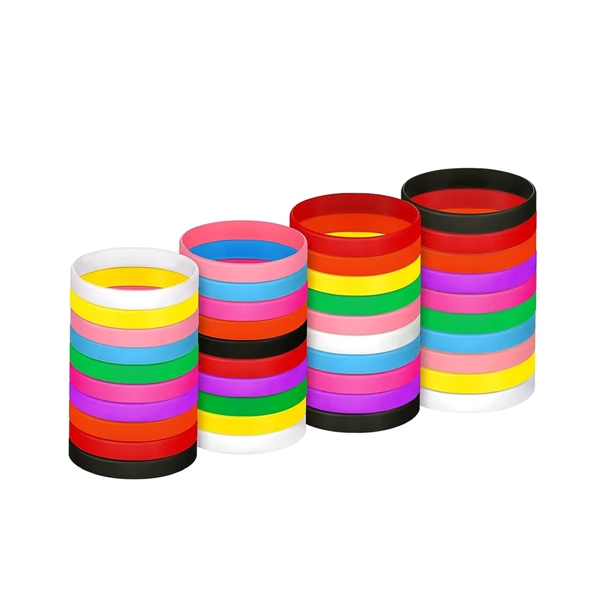 Multi-Color Silicone  Bracelet w/ Custom Imprint - Multi-Color Silicone  Bracelet w/ Custom Imprint - Image 1 of 1