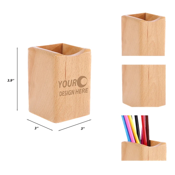 Eco-Friendly Solid Wood Pen Holder w/ Custom Imprint - Eco-Friendly Solid Wood Pen Holder w/ Custom Imprint - Image 0 of 1