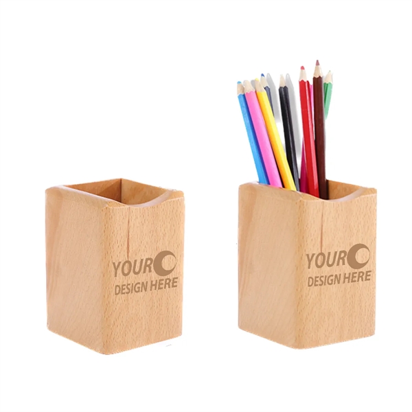 Eco-Friendly Solid Wood Pen Holder w/ Custom Imprint - Eco-Friendly Solid Wood Pen Holder w/ Custom Imprint - Image 1 of 1