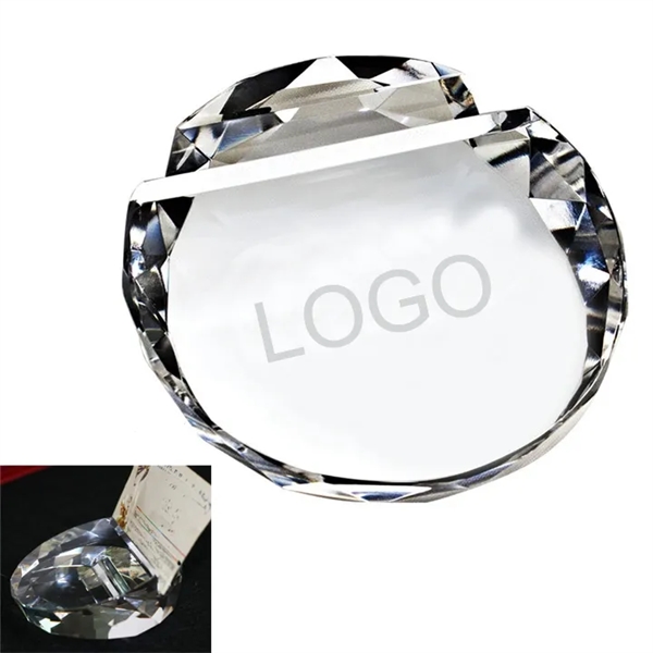 Round Crystal Paperweight Card Holder - Round Crystal Paperweight Card Holder - Image 0 of 6